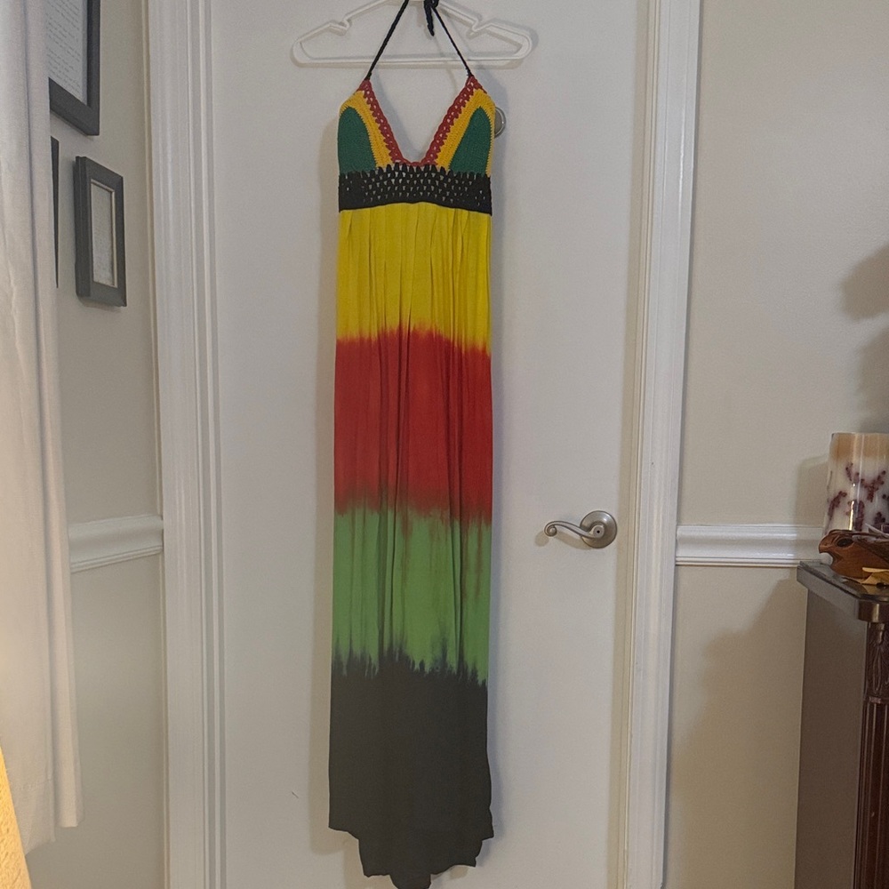 Multicolor Halter Maxi Dress